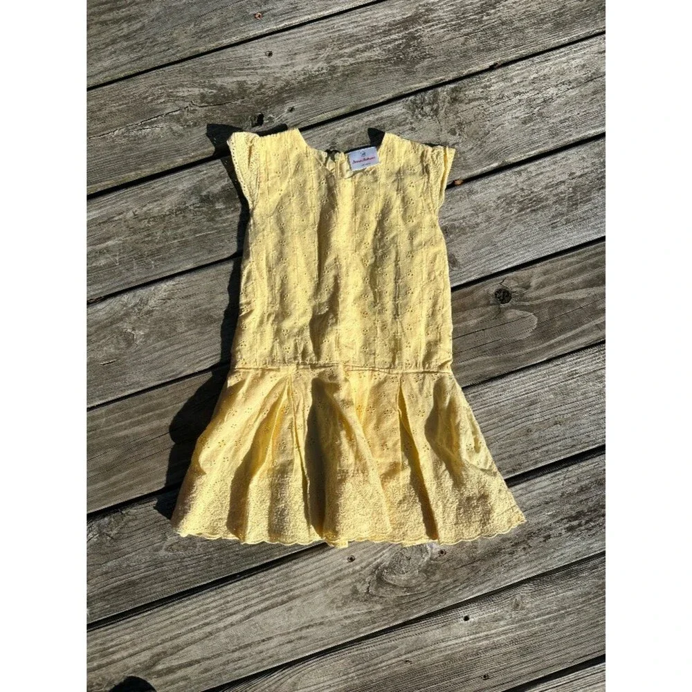 Vintage Hanna Andersson Size 100 cm Eyelet Sundress Cotton Yellow Sleeveless